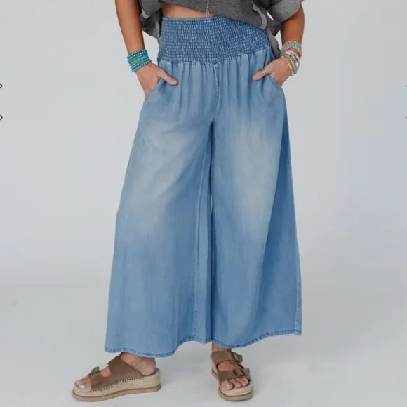 Three Bird Nest Wide Leg Denim pant - Picture 1 of 6